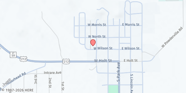 Map showing Powder River County Senior Center at 119 Park Ave, Broadus, MT