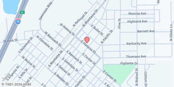 Map showing Beaverhead Community Food Pantry at 131 East Helena Street, Dillon, MT