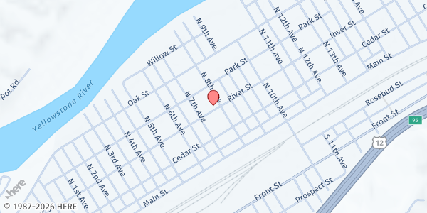 Map showing Concordia Lutheran Church at 310 N 8th Ave, Forsyth, MT