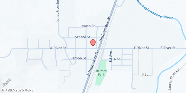 Map showing Valley Senior Citizens Center at 111 West River Street, Fromberg, MT