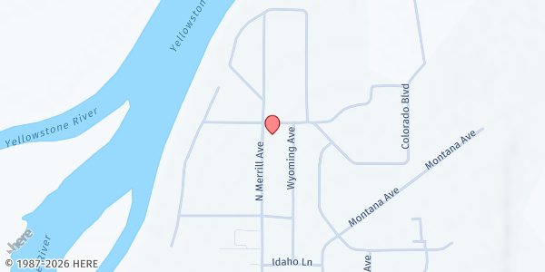 Map showing Action For Eastern Montana at 2030 N Merrill Ave, Glendive, MT