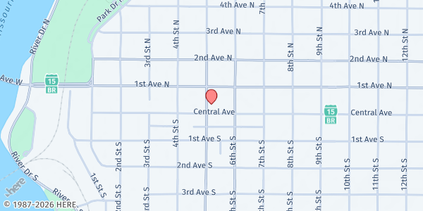 Map showing RE Family Services at 11 5th St N Suite 300, Great Falls, MT