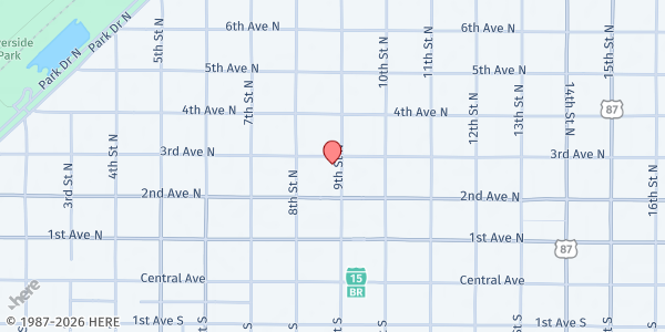 Map showing Set Free Christian Fellowship at 216 9th Street North, Great Falls, MT