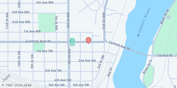 Map showing St. Vincent de Paul - Great Falls at 426 Central Ave. W, Great Falls, MT