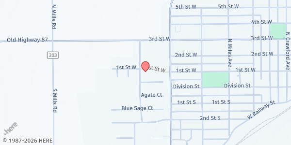 Map showing First Alliance Church at 934 1st St W, Hardin, MT