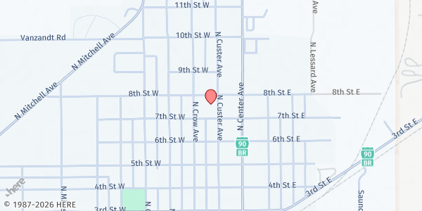 Map showing St Joseph Catholic Church Food Pantry at 710 N Custer Ave, Hardin, MT