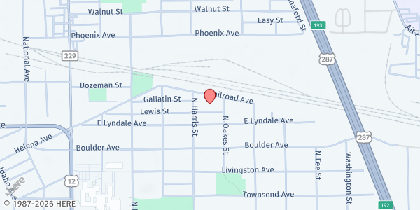 Map showing Helena Food Share at 1616 Lewis St., Helena, MT
