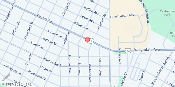 Map showing Helena Indian Alliance at 501 Euclid Avenue, Helena, MT