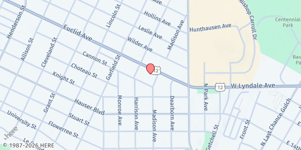 Map showing HELENA INDIAN ALLIANCE at 501 Euclid Ave, Helena, MT