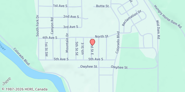 Map showing Canyon Elementary School at 200 North St., Hungry Horse, MT