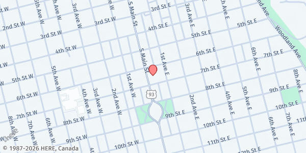 Map showing Bethlehem Lutheran Church at 603 S Main St., Kalispell, MT