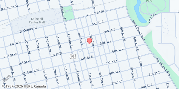 Map showing Central Christian Church at 248 2nd Ave. E, Kalispell, MT