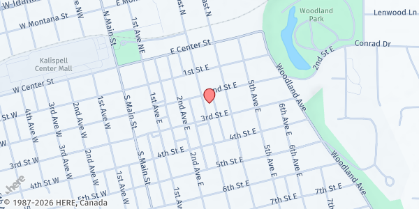 Map showing Christ Church Episcopal at 215 3rd Ave. E, Kalispell, MT