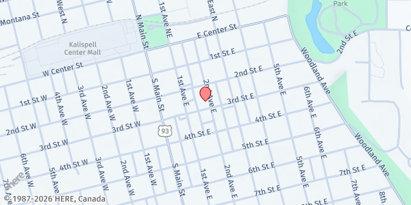 Map showing COMMUNITY KITCHEN- FEEDING the FLATHEAD at 246 2nd Ave E, Kalispell, MT