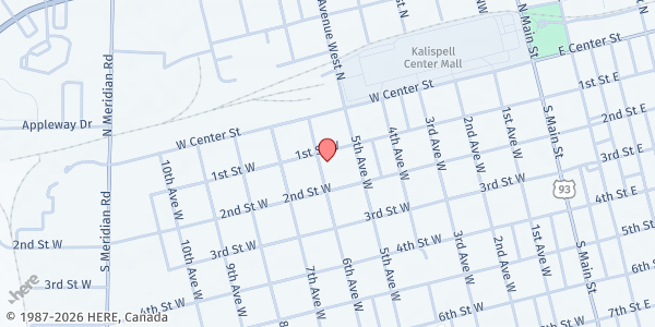Map showing Flathead Food Bank at 1203 U.S. Hwy 2 W, Kalispell, MT