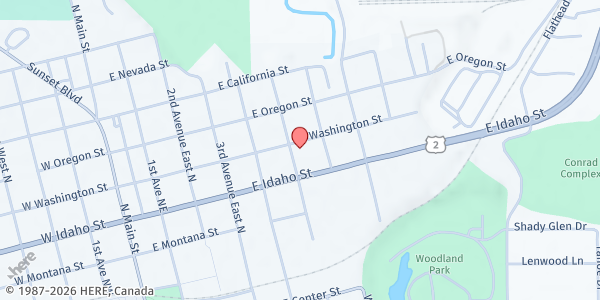 Map showing HEART Market at 514 East Washington Street, Kalispell, MT