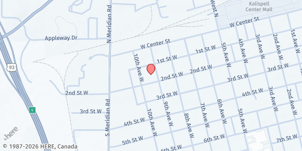 Map showing Samaritan House, Inc. at 124 9th Ave. West, Kalispell, MT