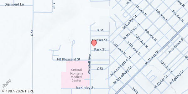 Map showing Boys & Girls Club of Lewistown at 134 Park Street, Lewistown, MT