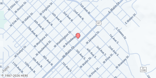 Map showing Custom Cuts at 612 1st Ave South, Lewistown, MT