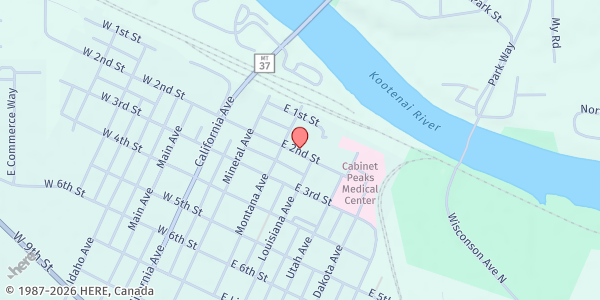 Map showing Libby Senior Center at 206 East 2nd St., Libby, MT
