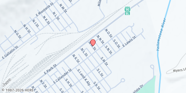 Map showing The Livingston Food Pantry Of Park County - Food Distribution Center at 112 M St, Livingston, MT