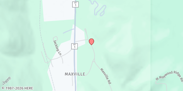 Map showing Granite County Food Pantry - Food Distribution Center at 12 Maxville Rd., Maxville, MT