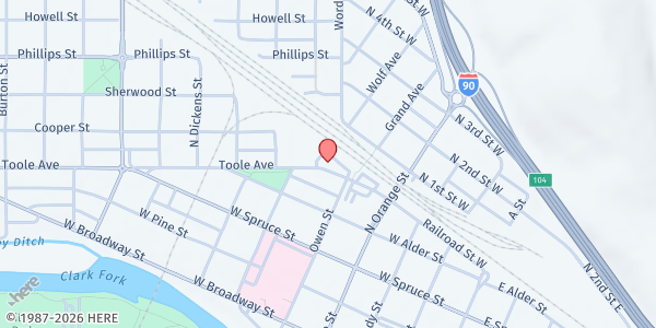 Map showing Missoula 3:16 Rescue Mission at 506 B Toole Ave., Missoula, MT