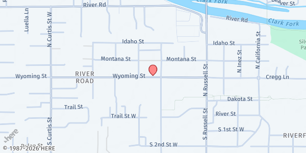 Map showing Missoula Food Bank & Community Center at 1720 Wyoming St., Missoula, MT