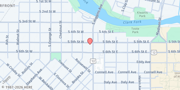 Map showing Missoula Senior Center at 705 South Higgins Ave, Missoula, MT