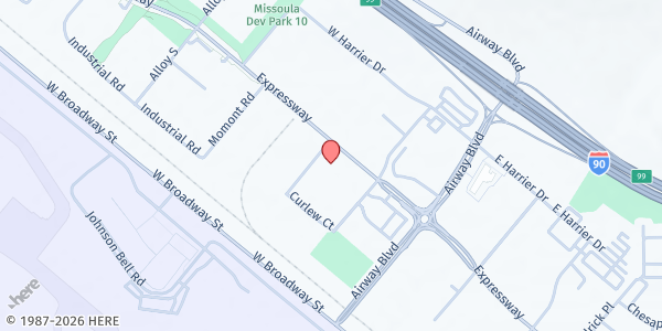 Map showing Montana Food Bank Network - Missoula at 5625 Expressway, Missoula, MT