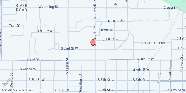 Map showing The Salvation Army Missoula at 355 S Russell St, Missoula, MT