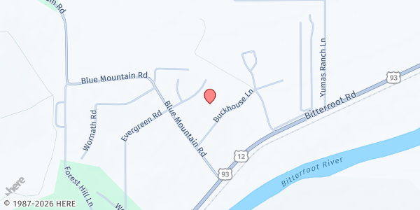 Map showing Watson Children's Shelter at 4978 Buckhouse Lane, Missoula, MT