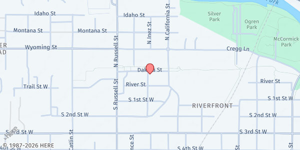 Map showing WMMHC-Dakota Place at 1273 Dakota St., Missoula, MT