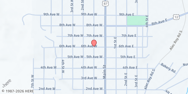 Map showing Roundup School District at 600 1st Street West, Roundup, MT