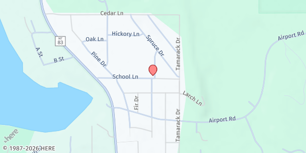 Map showing Seeley Lake Schools at 200 School Lane, Seeley Lake, MT