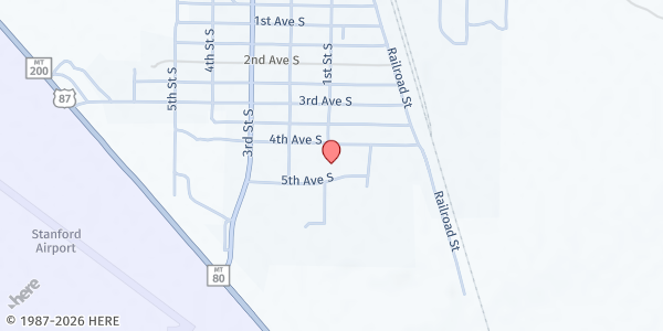 Map showing Stanford School District at 104 4th Ave. S., Stanford, MT