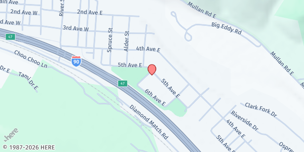 Map showing Superior Senior Citizens Center at 611 5th Avenue, Superior, MT