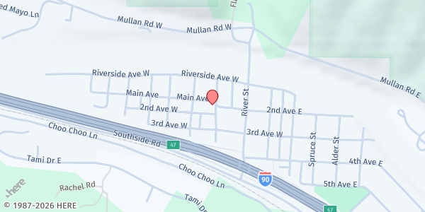 Map showing United Methodist Church at 205 1st St, Superior, MT