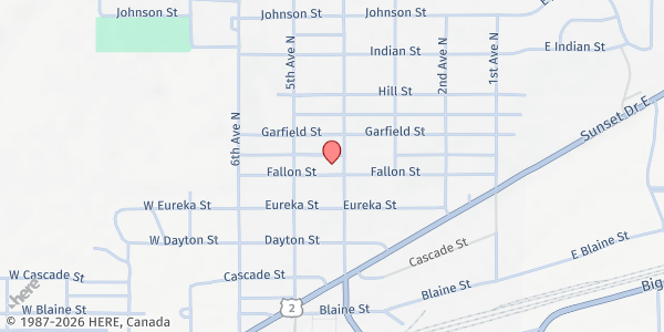 Map showing Wolf Point School District at 400 Fallon St., Wolf Point, MT