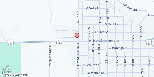 Map showing Boone County Pantry - Food Distribution Center at 1106 W State St, Albion, NE