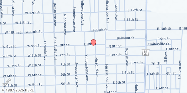 Map showing Alliance Christian Church at 824 Missouri Ave, Alliance, NE