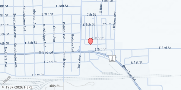 Map showing Alliance Extra Helpings Food Pantry at 1028 E. Third St., Bldg C Room 100 or 200, Alliance, NE