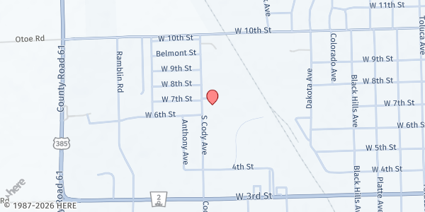 Map showing Evangelical Free Church of Alliance at 611 Cody Ave, Alliance, NE