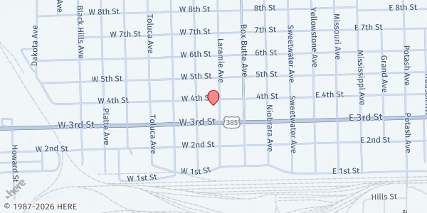 Map showing Keep Alliance Beautiful - Main Office at 324 Laramie Ave Basement, Alliance, NE