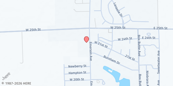 Map showing St John's Lutheran Church at 2090 Emerson Ave, Alliance, NE