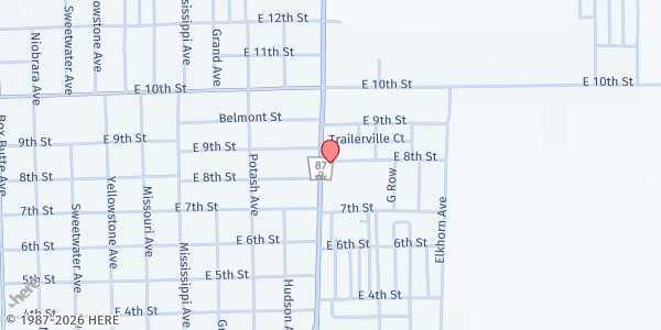 Map showing United Way of Western Nebraska (Alliance Office) at 723 Flack Ave, Alliance, NE