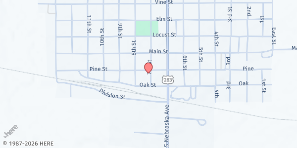 Map showing Arapahoe Area Pantry at 210 7th St, Arapahoe, NE