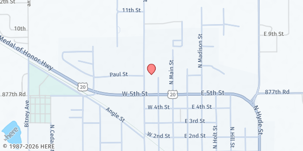 Map showing Atkinson Community Center at 206 W 5th St, Atkinson, NE