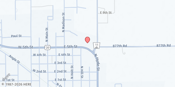 Map showing Atkinson First Presbyterian Church at 508 E 5th St, Atkinson, NE
