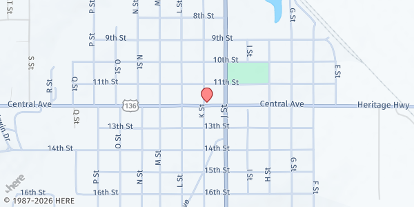 Map showing Catholic Social Services - Auburn at 1020 Central Ave, Auburn, NE
